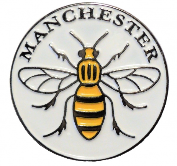 Manchester Worker Bee Mancunian Metal Enamel Badge or Brooch